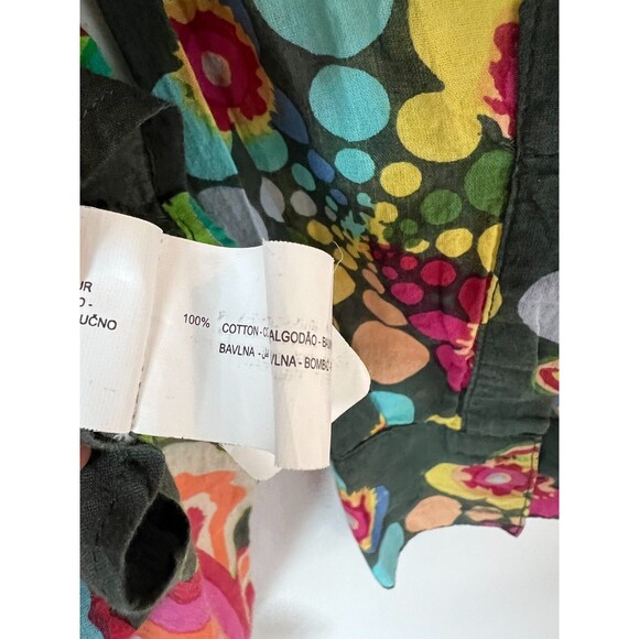 Desigual Women's Large Floral Artsy Button Down Blouse Multi Colored Embroidered - Picture 8 of 12